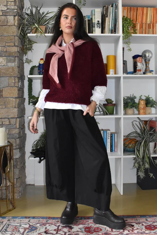 Lola Boucle Slouch Knit Burgundy